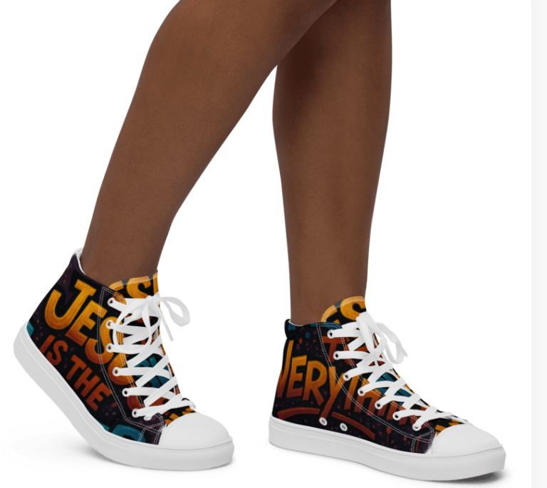 God’s Princess™ - Women’s Jesus is the answer to everything high top canvas shoes. White soles