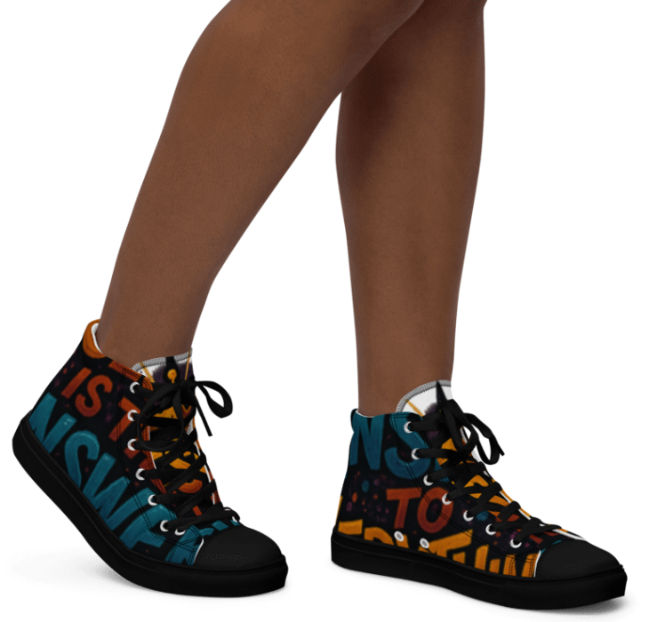 God’s Princess™ - Women’s Jesus is the answer to everything high top canvas shoes. Black soles